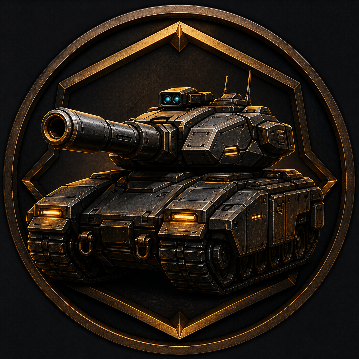 Detailed Wulfram tank emblem in bronze and black